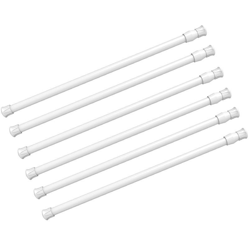 kimwason 6 Pack Spring Tension Curtain Rod Adjustable Length for Kitchen, Bathroom, Cupboard, Wardrobe, Window, Bookshelf DIY Projects - Image 1
